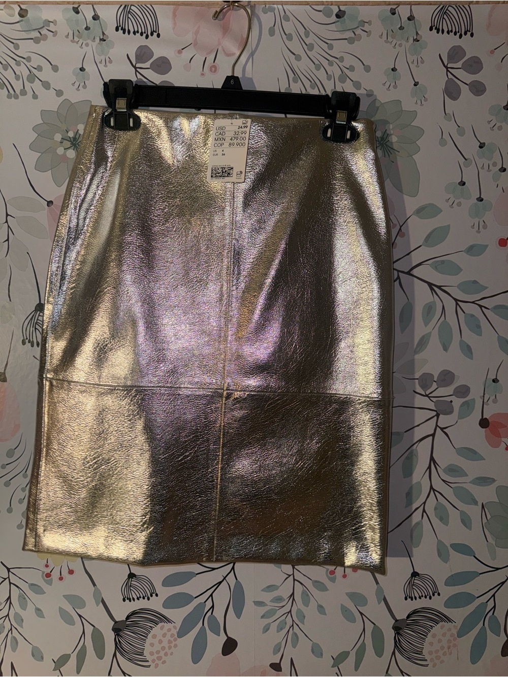 H&M Metallic Silver Pencil Skirt